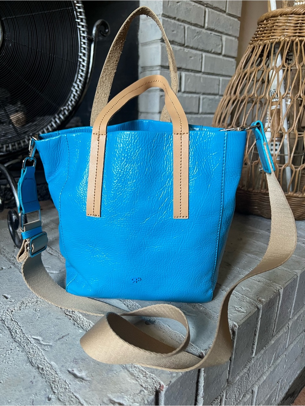 Parfois Bright Blue Faux Leather Tote Crossbody Bag